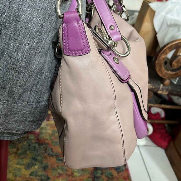 Coach Kristin satchel shoulder/Crossbody bag color block Pearl Violet/ purple - Picture 6 of 17